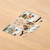 Elegant Botanica Photo Collage Joy Christmas Card アクリル招待状 (レイダウン)