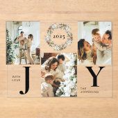 Elegant Botanica Photo Collage Joy Christmas Card アクリル招待状 (正面)