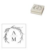 Elegant Botanica Wreath Wedding Initials ラバースタンプ (押印)