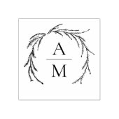 Elegant Botanica Wreath Wedding Initials ラバースタンプ (インプリント)