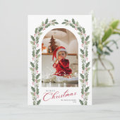 Elegant Botanical Arch 1 Photo Merry Christmas シーズンカード (スタンド正面)