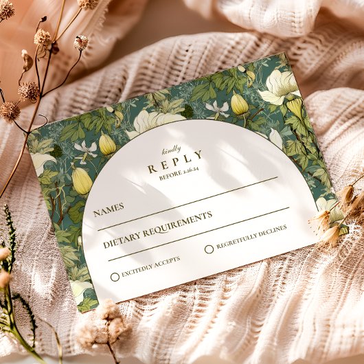 Elegant Botanical Arch Garden Wedding 出欠カード