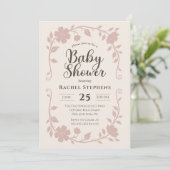 Elegant Botanical Baby Shower Blush Invitation 招待状 (スタンド正面)