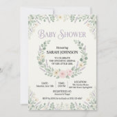 Elegant Botanical Baby Shower Invitation | Soft Fl 招待状 (正面)