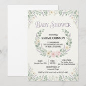 Elegant Botanical Baby Shower Invitation | Soft Fl 招待状 (正面/裏面)