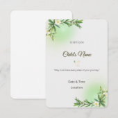 Elegant Botanical Baptism Invitation 招待状 (正面/裏面)