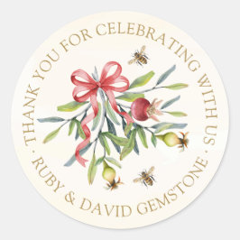 Elegant Botanical Bee Garden Birthday Favor ラウンドシール