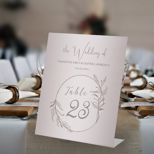 Elegant Botanical Blush Wedding Table Card 台座サイン