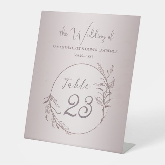 Elegant Botanical Blush Wedding Table Card 台座サイン (正面)