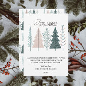 Elegant Botanical Boho Joy Christmas Tree シーズンカード