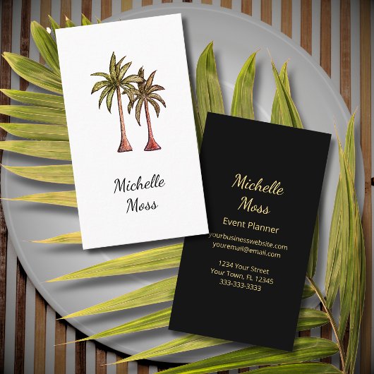 Elegant Botanical Boho Tropical Palm Trees 名刺