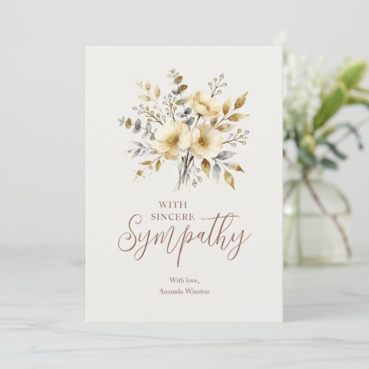 Elegant Botanical Bouquet Ivory Tones Sympathy (スタンド正面)