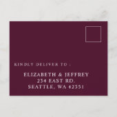 Elegant Botanical Burgundy Floral RSVP ポストカード (裏面)