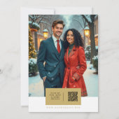 Elegant Botanical Christmas Frame Wedding Rings 招待状 (裏面)