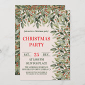 Elegant Botanical Christmas Party Invitation 招待状 (正面/裏面)