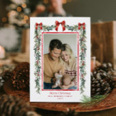 Elegant Botanical Christmas Photo Card カード