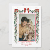 Elegant Botanical Christmas Photo Card カード (正面)
