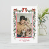 Elegant Botanical Christmas Photo Card カード (スタンド正面)