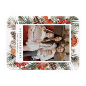 Elegant Botanical Citrus Frame Holiday Photo マグネット (横)