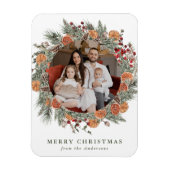 Elegant Botanical Citrus Wreath Holiday Photo マグネット (縦)