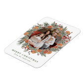 Elegant Botanical Citrus Wreath Holiday Photo マグネット (左側)