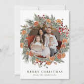 Elegant Botanical Citrus Wreath Photo シーズンカード (正面)