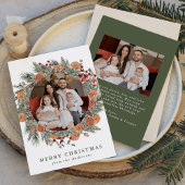 Elegant Botanical Citrus Wreath Photo シーズンカード