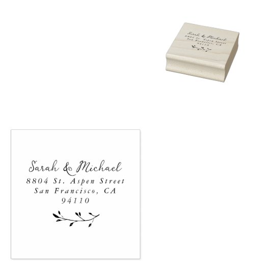Elegant Botanical Couples Wedding Return Address  ラバースタンプ (押印)