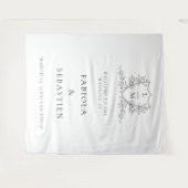 Elegant botanical crest monogram Welcome sign タペストリー (正面(横))
