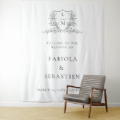 Elegant botanical crest monogram Welcome sign タペストリー (インサイチュ)