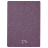 Elegant Botanical Custom Name Orange White Floral クリップボード (裏面)