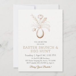 Elegant Botanical Easter Brunch Invitation Card 招待状