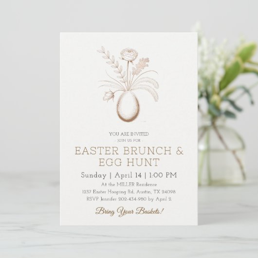 Elegant Botanical Easter Brunch Invitation Card 招待状 (スタンド正面)