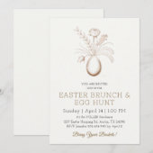Elegant Botanical Easter Brunch Invitation Card 招待状 (正面/裏面)