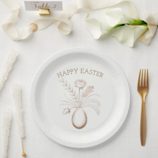 Elegant Botanical Easter Brunch Paper Plates ペーパープレート