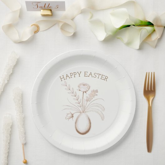 Elegant Botanical Easter Brunch Paper Plates ペーパープレート (ウェディング)