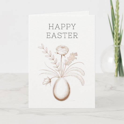 Elegant Botanical Easter Holiday Greeting Card シーズンカード (正面)