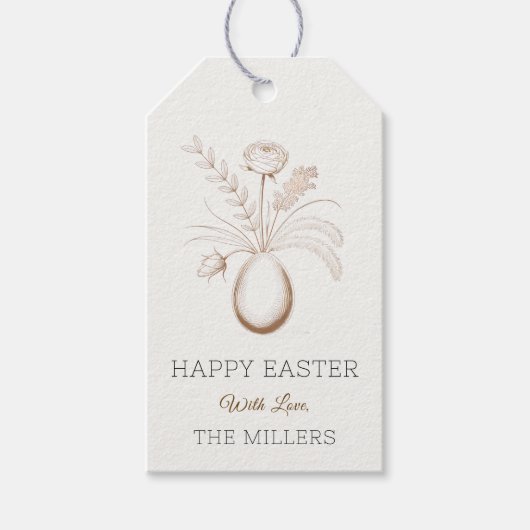Elegant Botanical Easter Personalized Gift Tag ギフトタグ (正面)