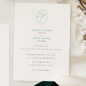 Elegant Botanical Emerald Monogram Wedding 招待状