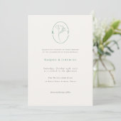Elegant Botanical Emerald Monogram Wedding 招待状 (スタンド正面)
