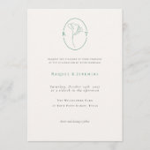 Elegant Botanical Emerald Monogram Wedding 招待状 (正面)