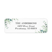 Elegant Botanical Eucalyptus Greenery Name Script  ラベル (正面)