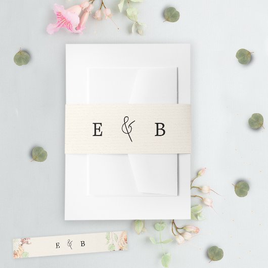 Elegant Botanical Eucalyptus Pastel Roses Wedding 招待状ベリーバンド
