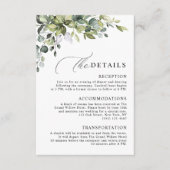 Elegant Botanical Eucalyptus QR Code Wedding エンクロージャーカード (正面)