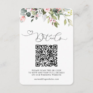 Elegant Botanical Eucalyptus QR Code Wedding エンクロージャーカード