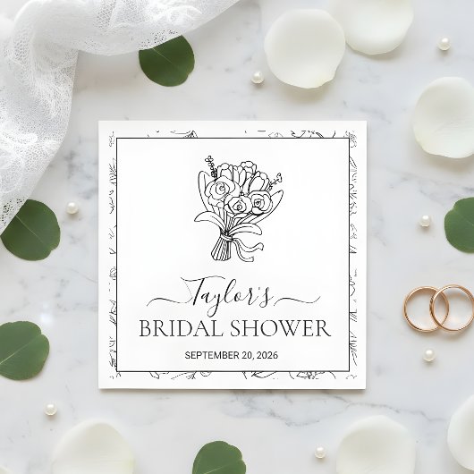 Elegant Botanical Floral Bridal Shower Custom Phot スタンダードカクテルナプキン