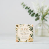 Elegant Botanical Floral Cream Green Watercolor スクエア名刺 (スタンド正面)