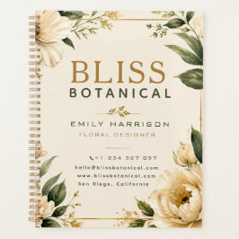 Elegant Botanical Floral Cream Green Watercolor プランナー手帳