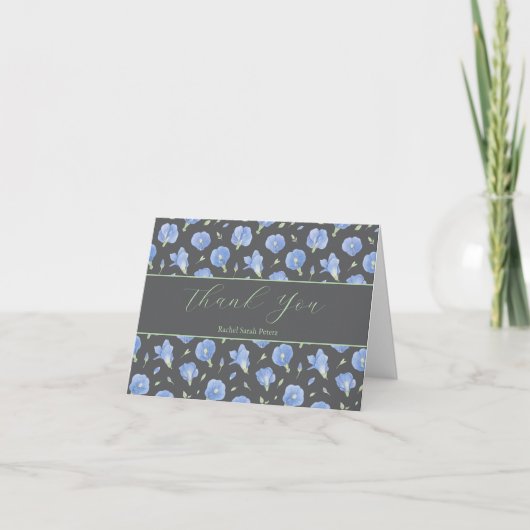 Elegant Botanical Floral Folded Thank You Card サンキューカード (正面)