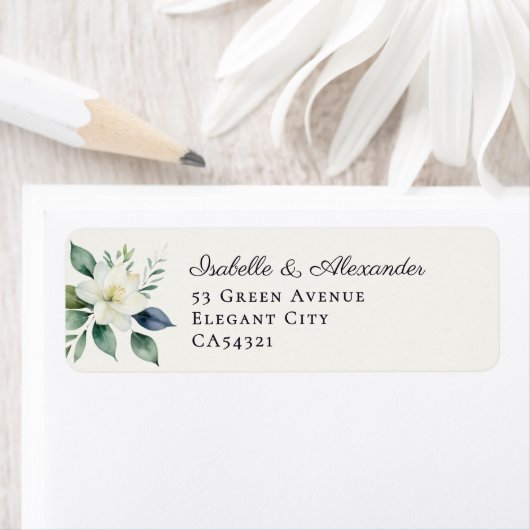 Elegant Botanical Floral Greenery Wedding ラベル (インサイチュ)